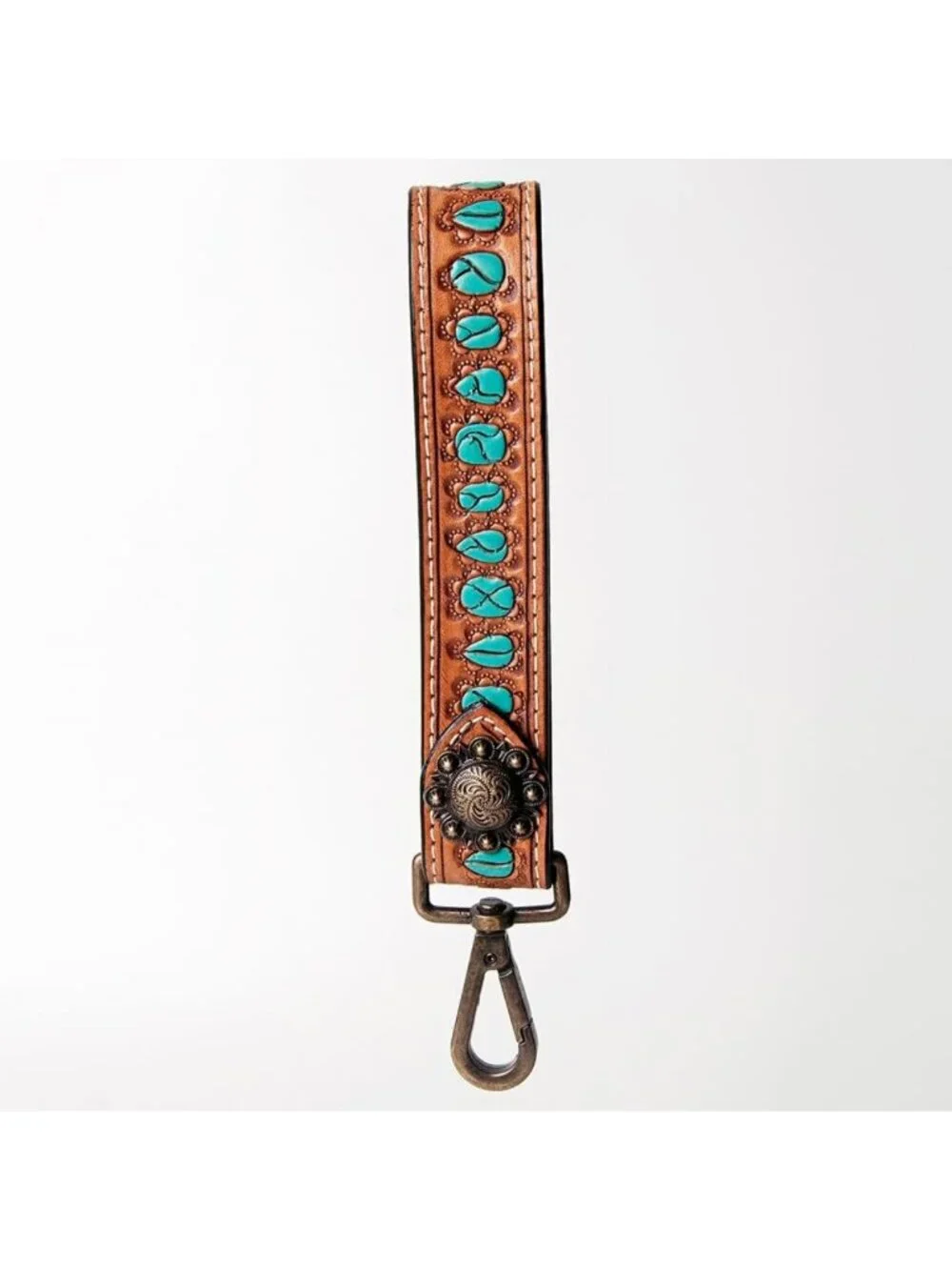 Genuine Leather Hand Tooled Wristlet Strap for Phone, Keychain, Wallet & Purse